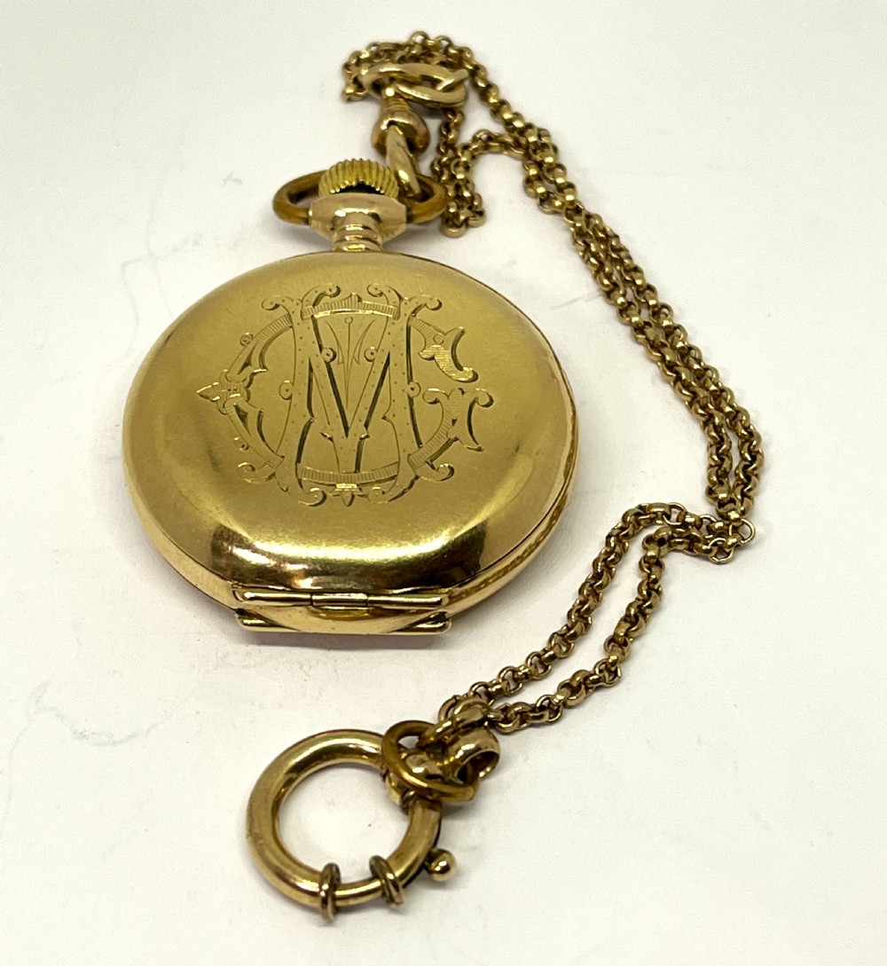 Ladies Gold Plated Waltham Full Hunter Pocket Watch View II