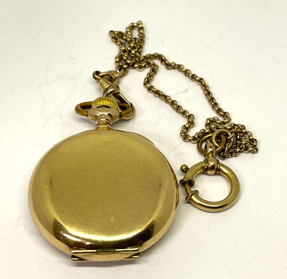 Ladies Gold Plated Waltham Full Hunter Pocket Watch View IV