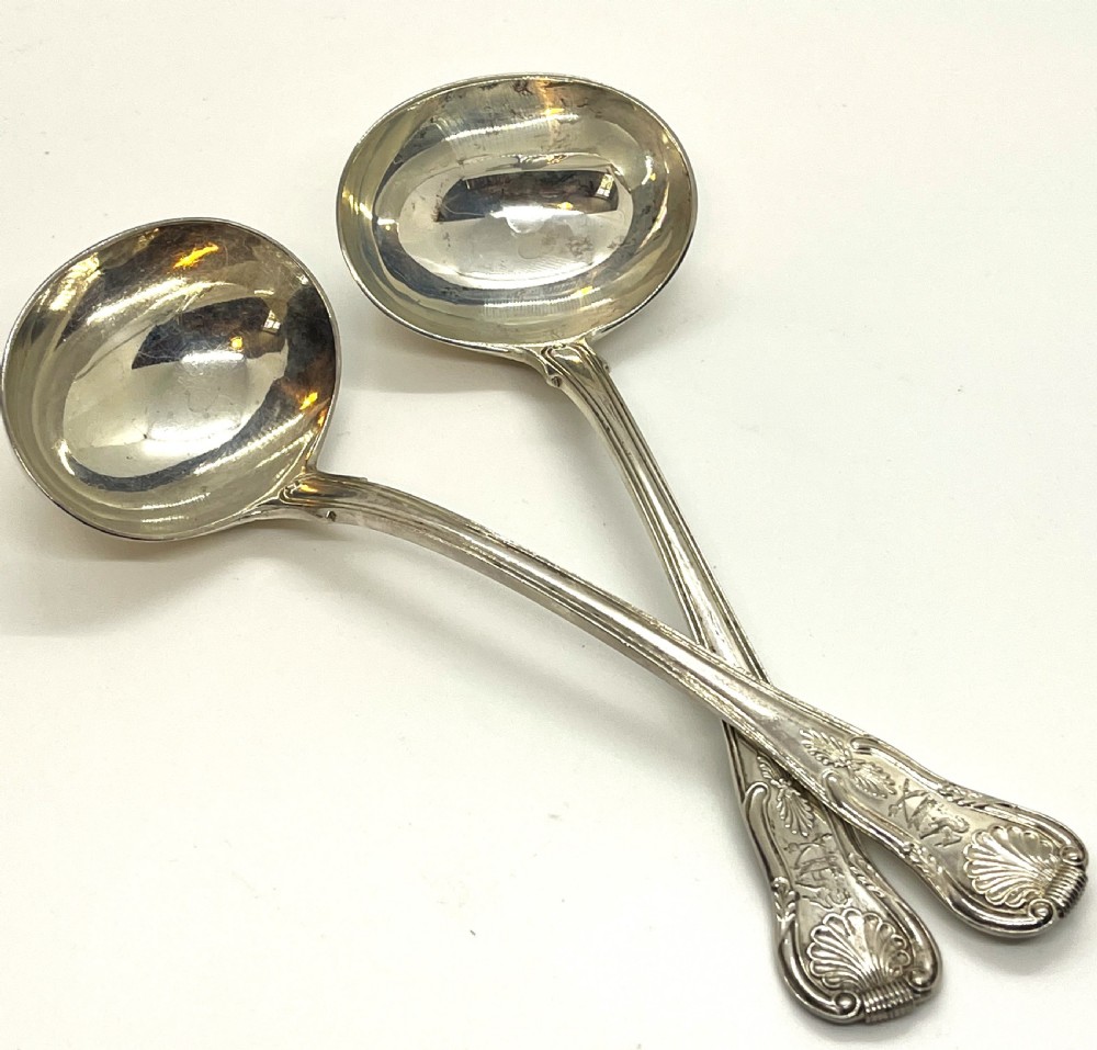 Good Pair Of Irish Silver Sauce Ladles 1827