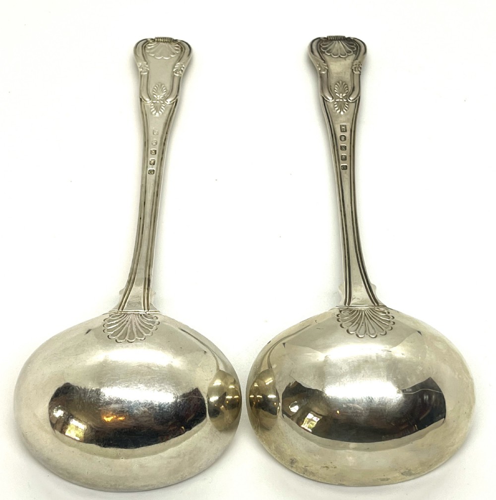 Good Pair Of Irish Silver Sauce Ladles 1827 View III