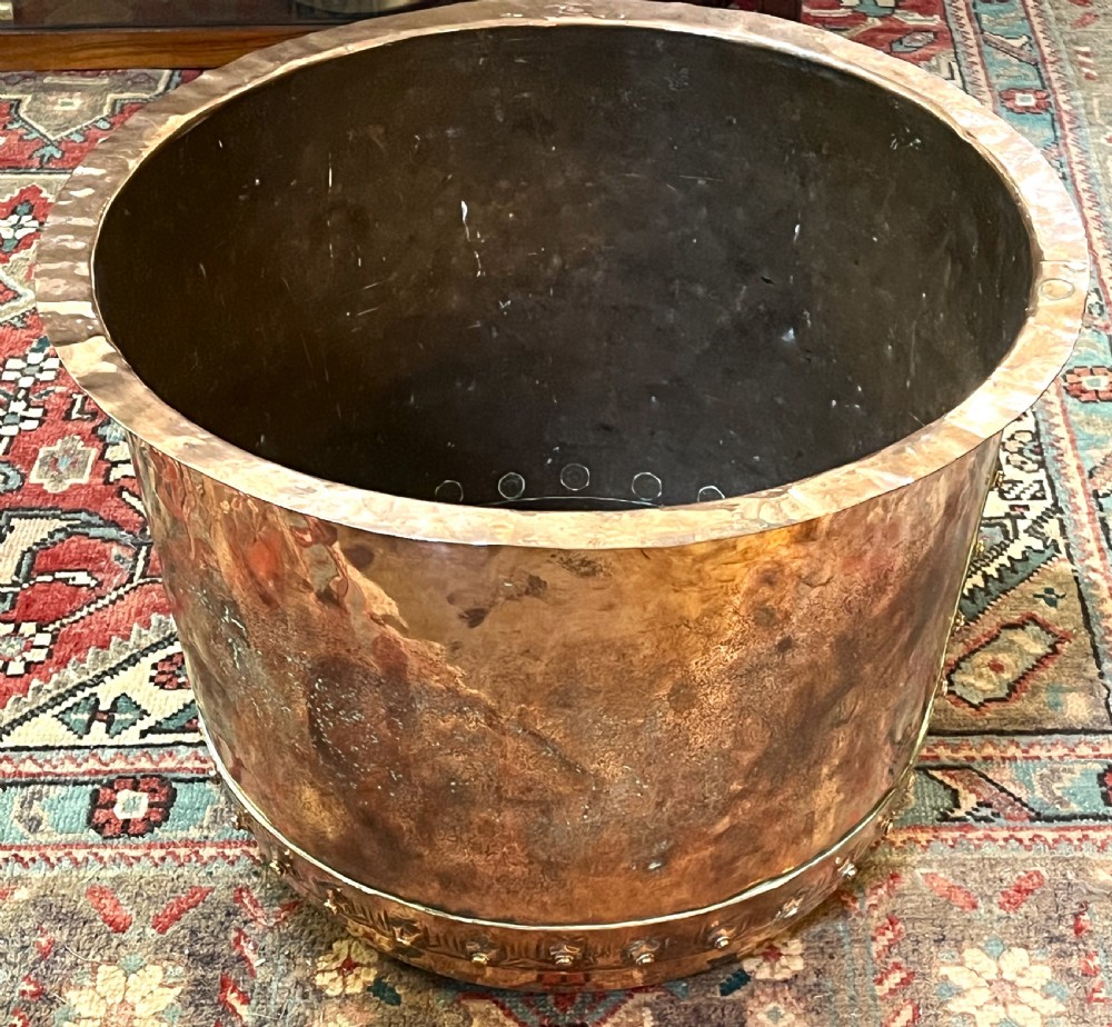 Victorian Riveted Copper Log Bin