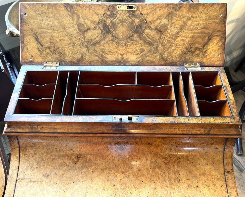 Mid Victorian Burr Walnut Piano Top Davenport View VI