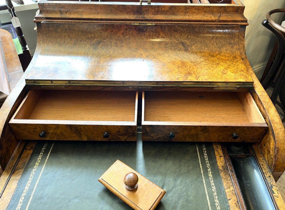 Mid Victorian Burr Walnut Piano Top Davenport View X