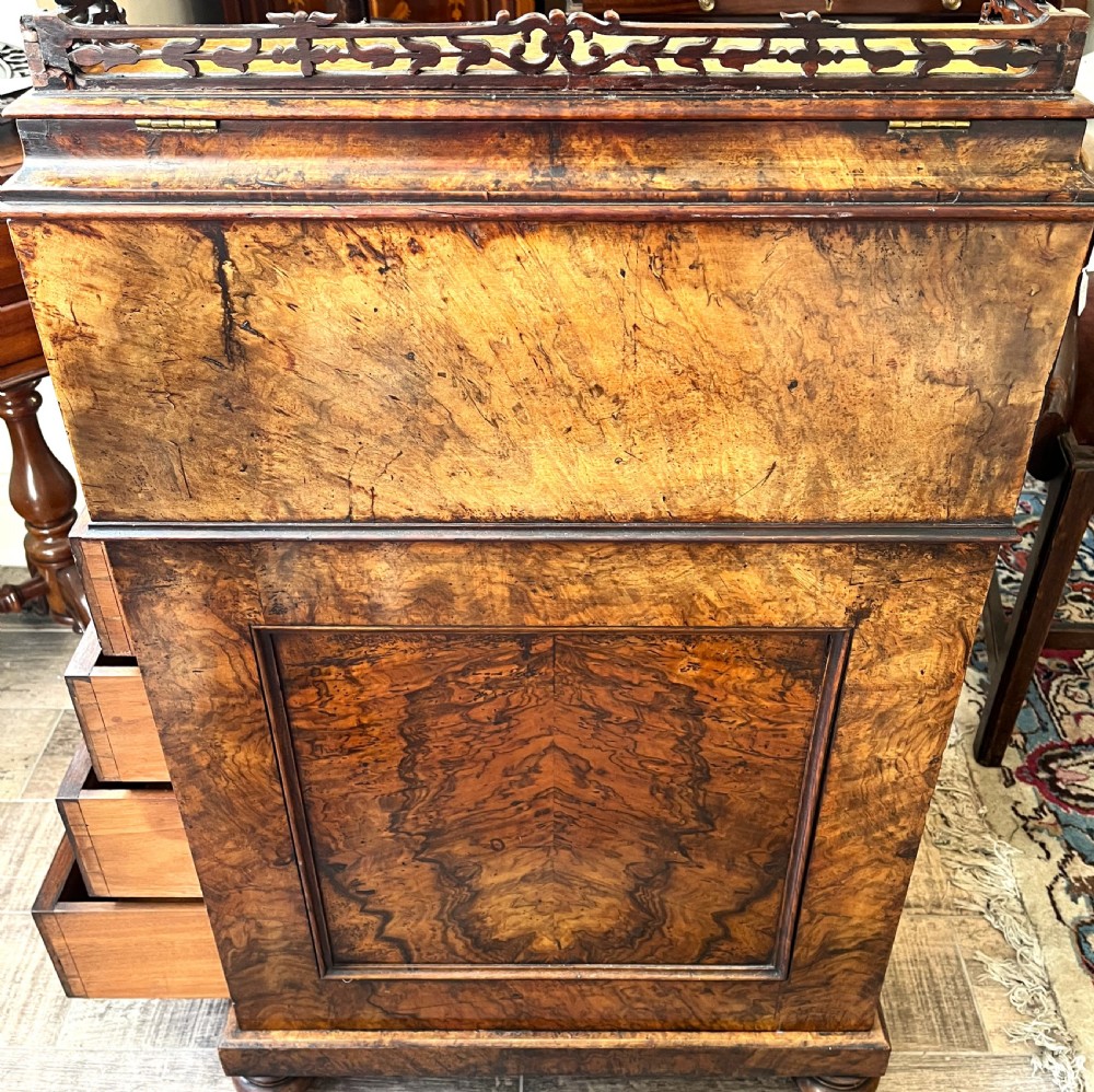 Mid Victorian Burr Walnut Piano Top Davenport View XIV