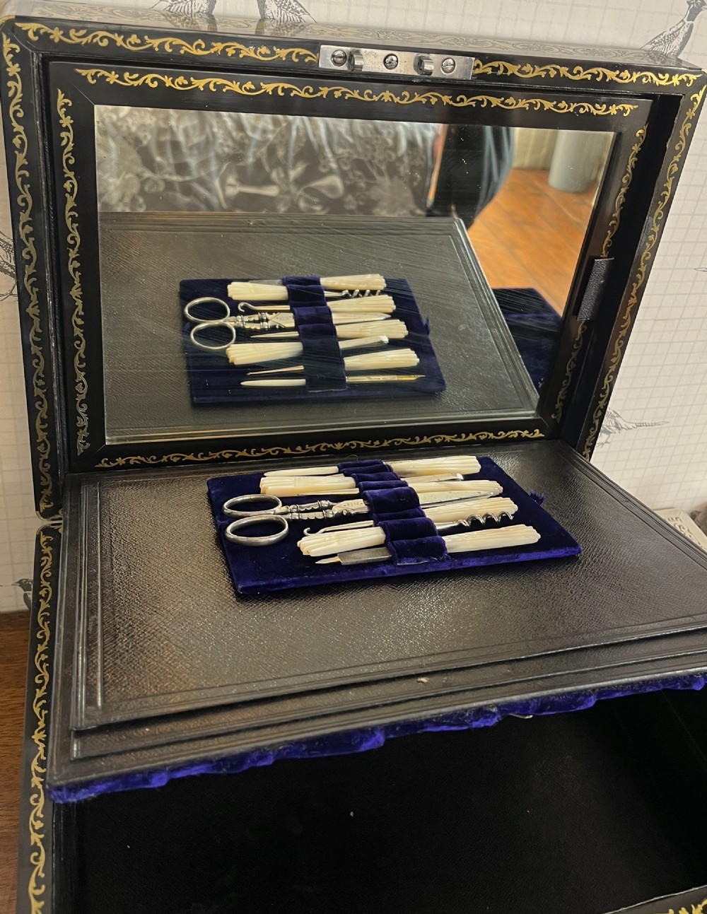 Georgian Kingwood & Silver Dressing Table Box View XXV