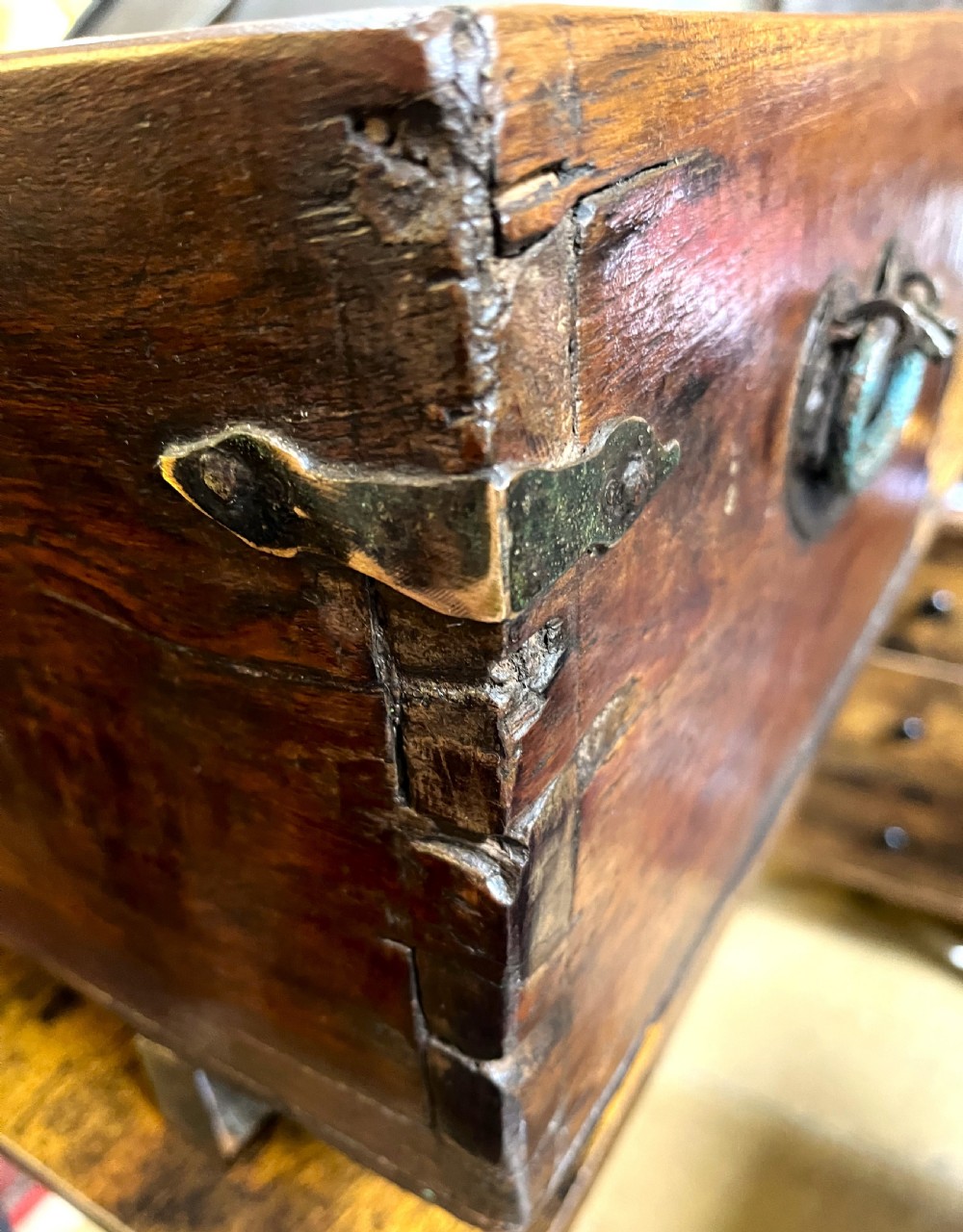 18thC Small Coffer/Marriage Chest View IV