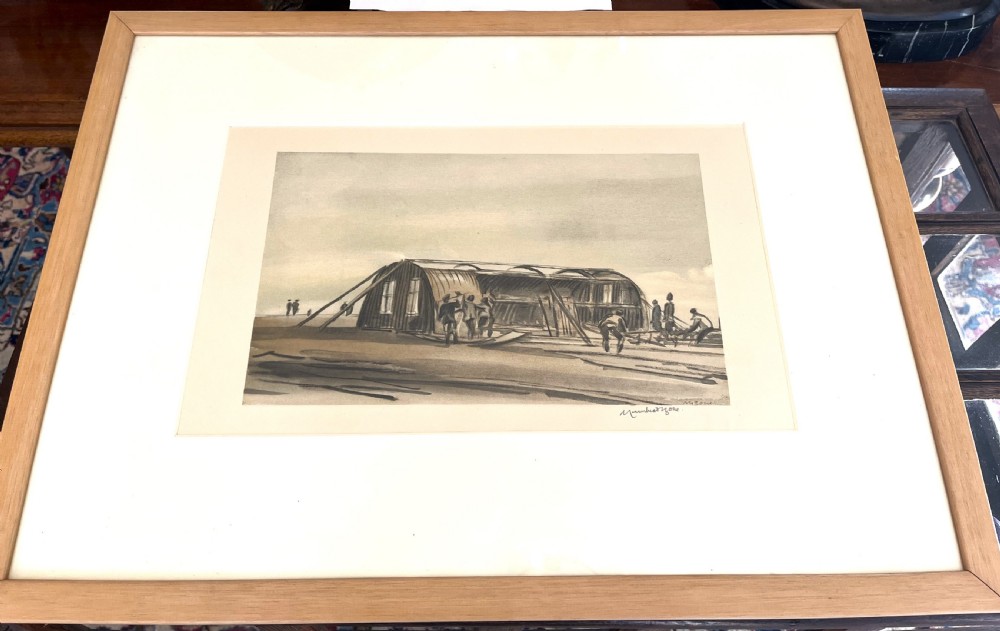 Sir Muirhead Bone WW1 Authentic Lithograph  (Rebuilding The Shelter)