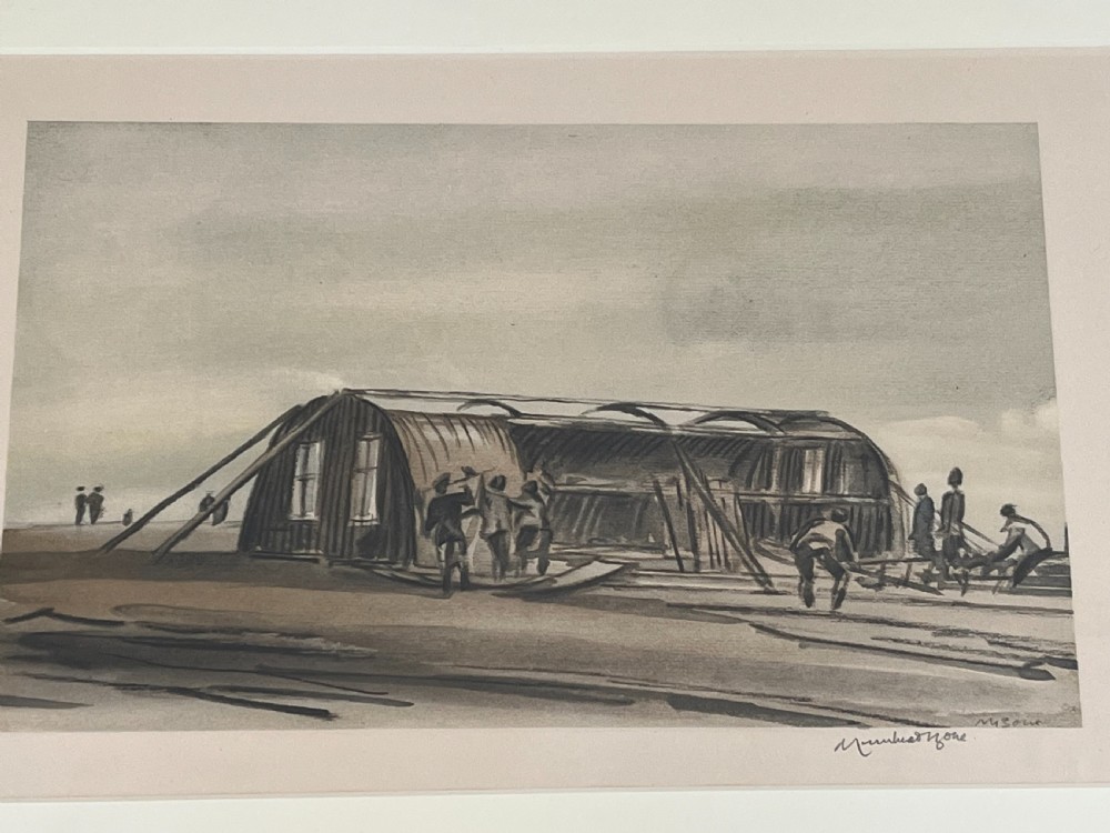 Sir Muirhead Bone WW1 Authentic Lithograph  (Rebuilding The Shelter) View III