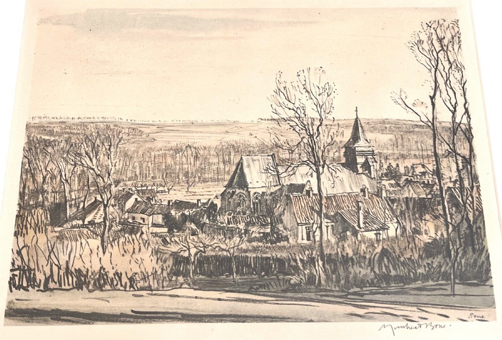 Sir Muirhead Bone WW1 Authentic Lithograph (Spring In Rollencourt Village) View II