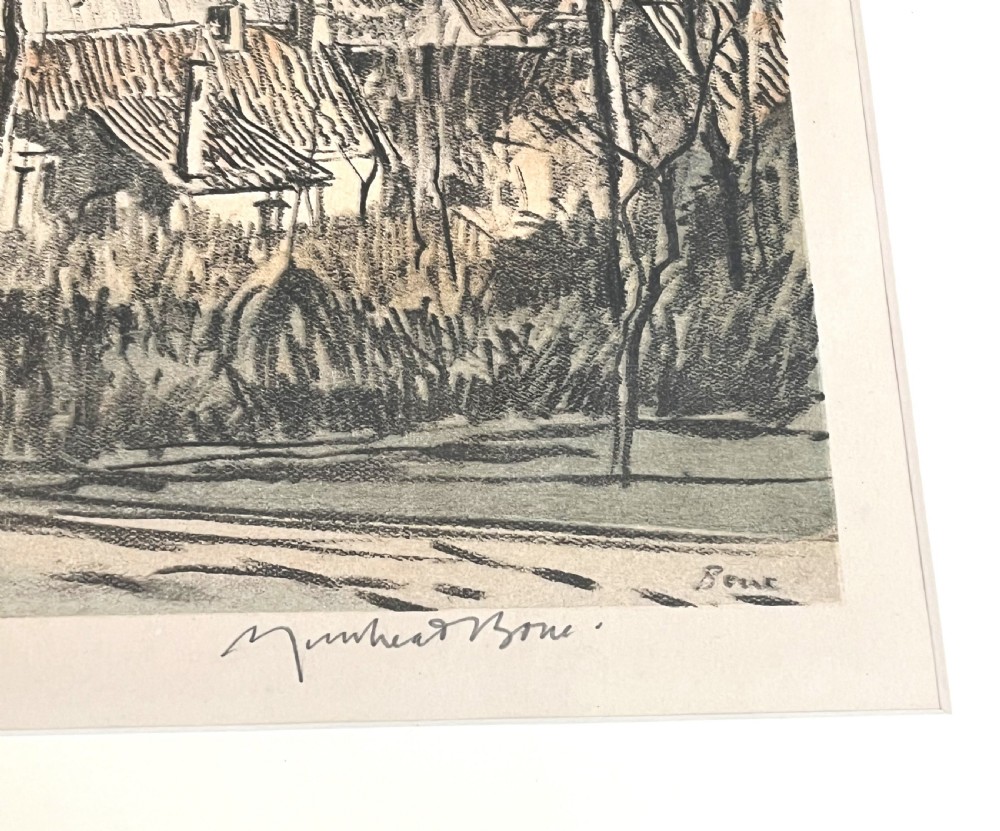 Sir Muirhead Bone WW1 Authentic Lithograph (Spring In Rollencourt Village) View III