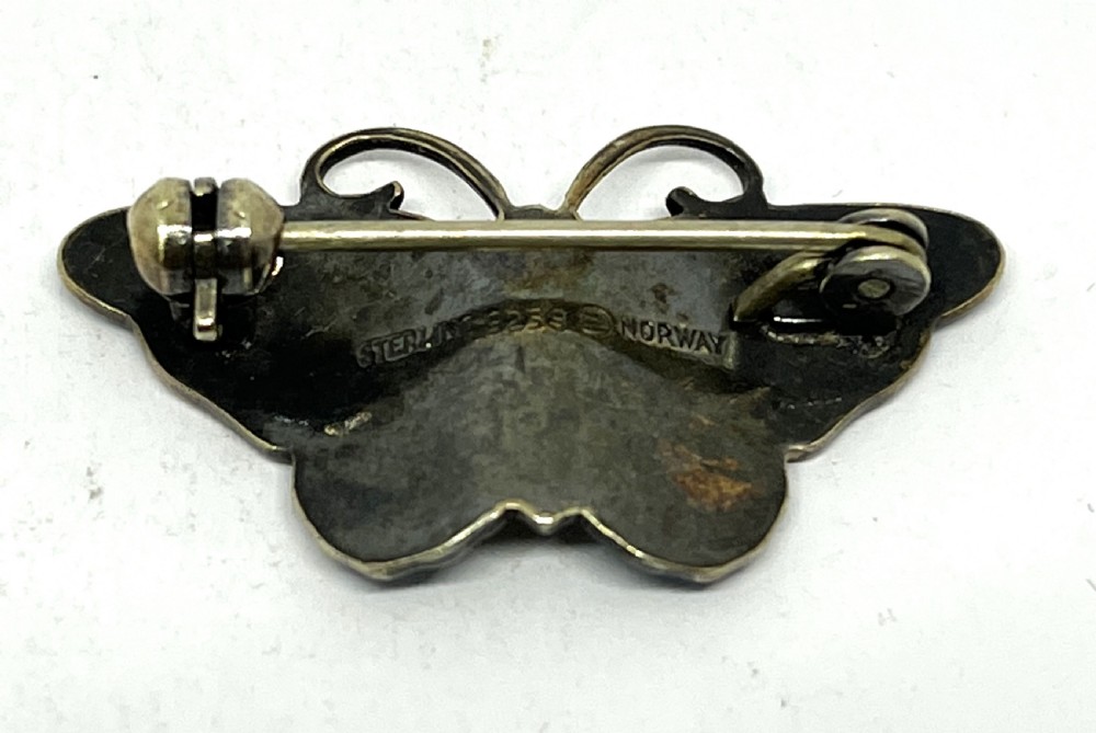 Hroar Prydz Norwegian Silver & Enamel Butterfly Brooch View II