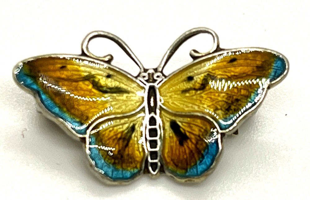 Hroar Prydz Large Norwegian Silver & Enamel Butterfly Brooch