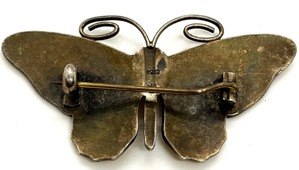 Marius Hammer Norwegian Silver & Enamel Butterfly Brooch View II