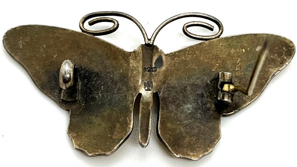 Marius Hammer Norwegian Silver & Enamel Butterfly Brooch View III