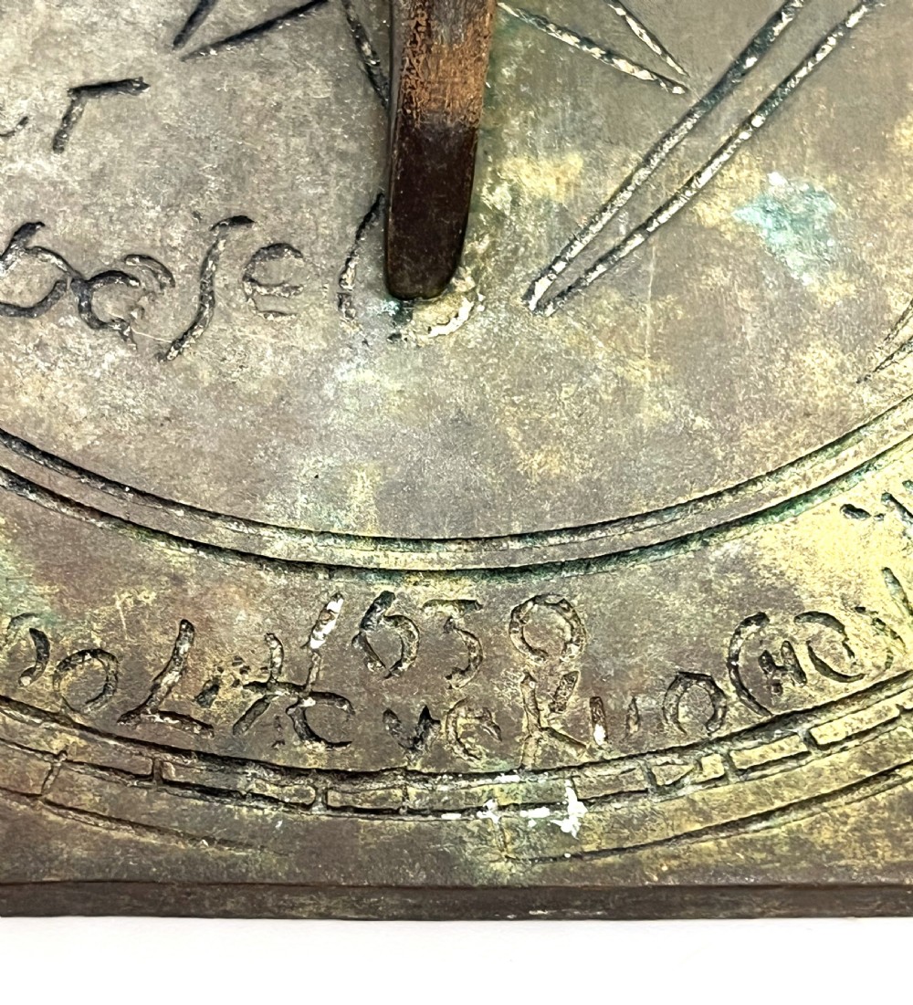 Rare Bronze Sundial Dated to 1639 View II