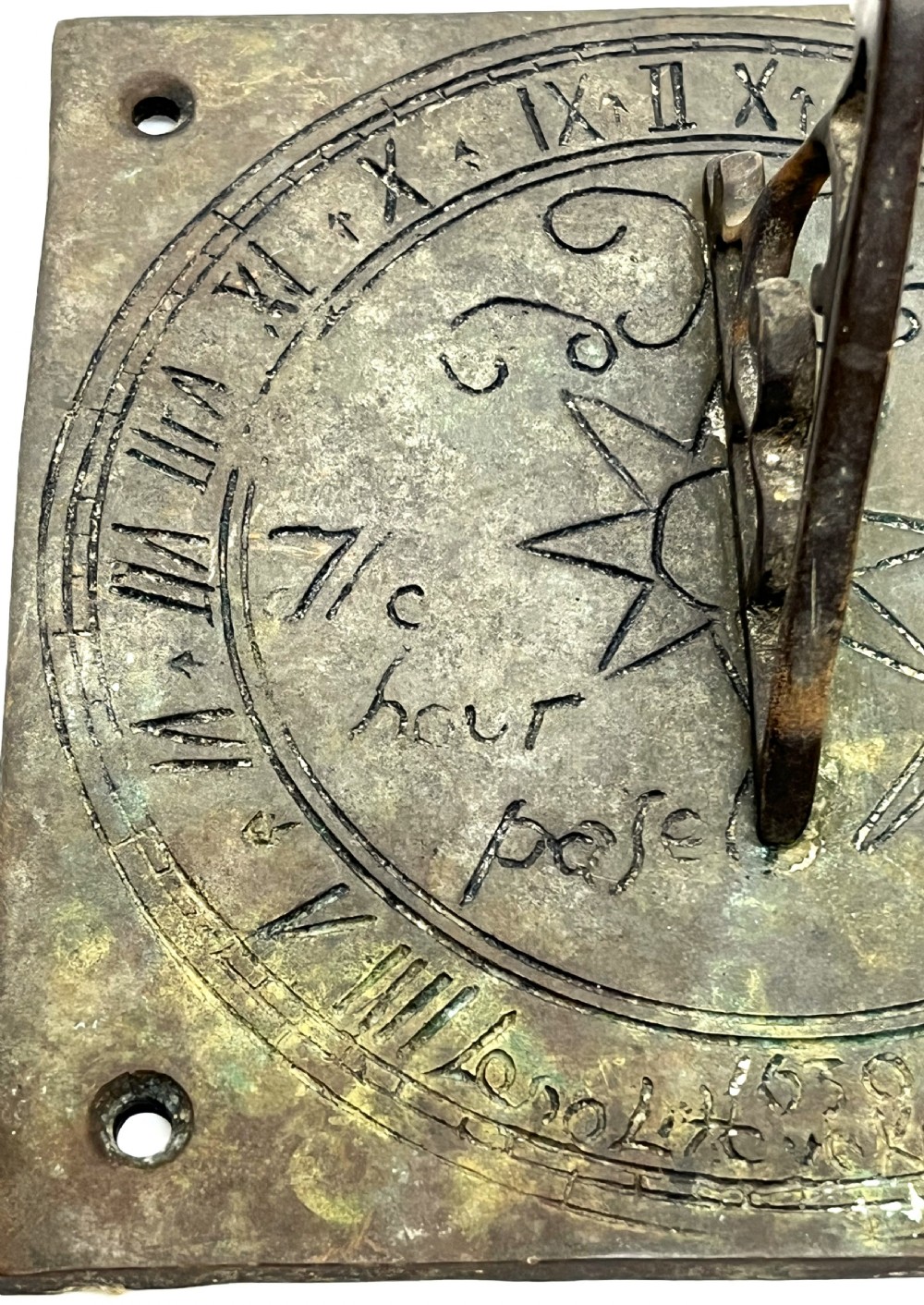 Rare Bronze Sundial Dated to 1639 View III
