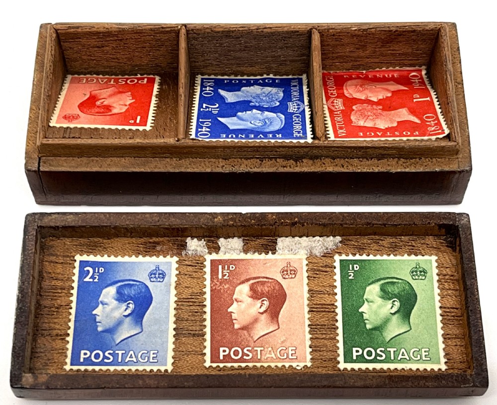 Victorian Tunbridge Ware Triple Section Stamp Box View II