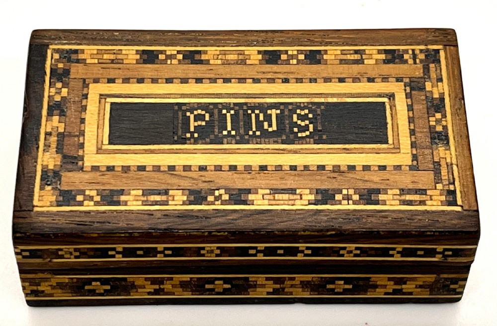 Fine Tunbridge Ware Rectangular Pin Box