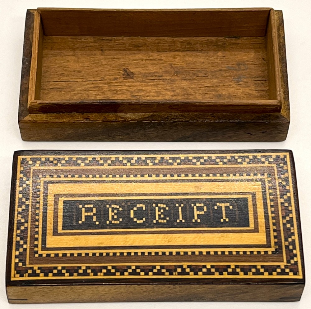 Unusual Tunbridge Ware 'Receipt' Box View II