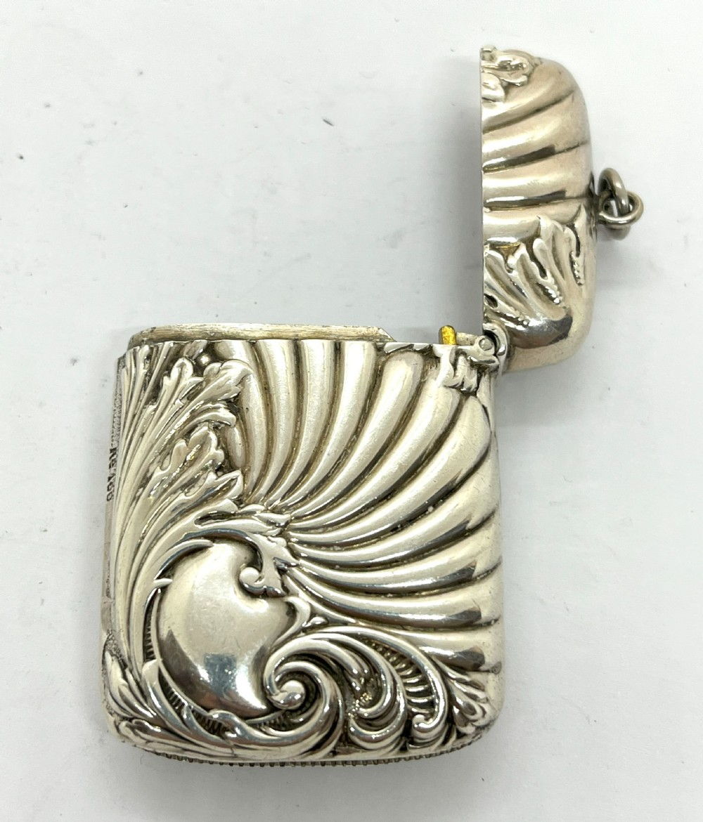 Fine Silver Repousse Work Vesta Case View IV