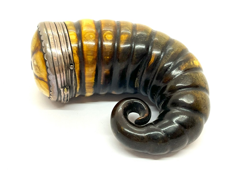 19th Century Silver Mounted Ram's Horn Snuff Mull View II