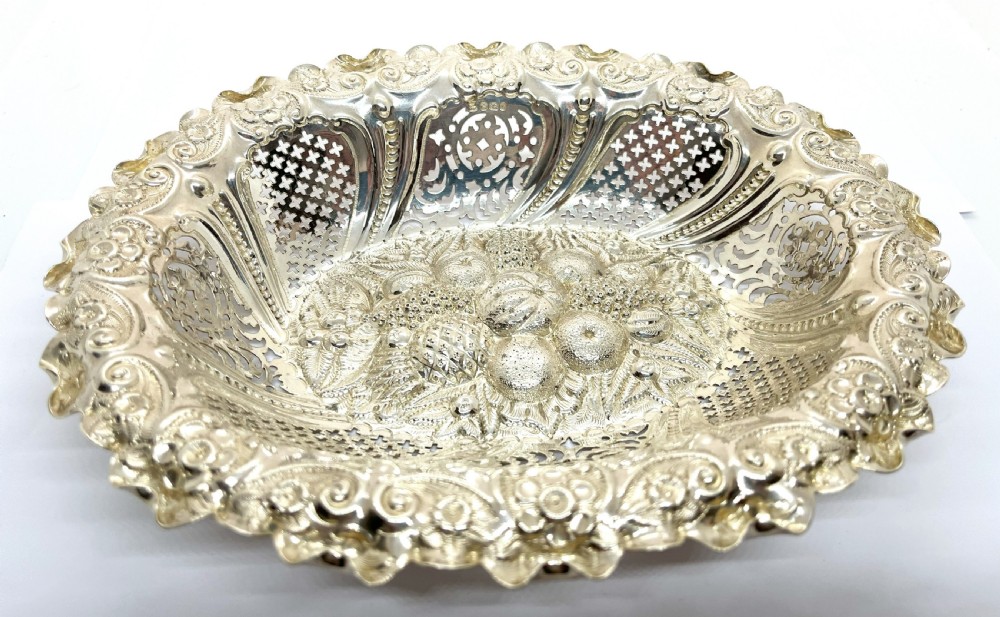 Large & Heavy Silver Dish In Rococo Style Decoration