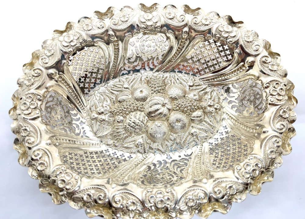 Large & Heavy Silver Dish In Rococo Style Decoration View II