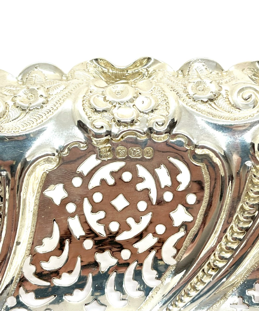 Large & Heavy Silver Dish In Rococo Style Decoration View III
