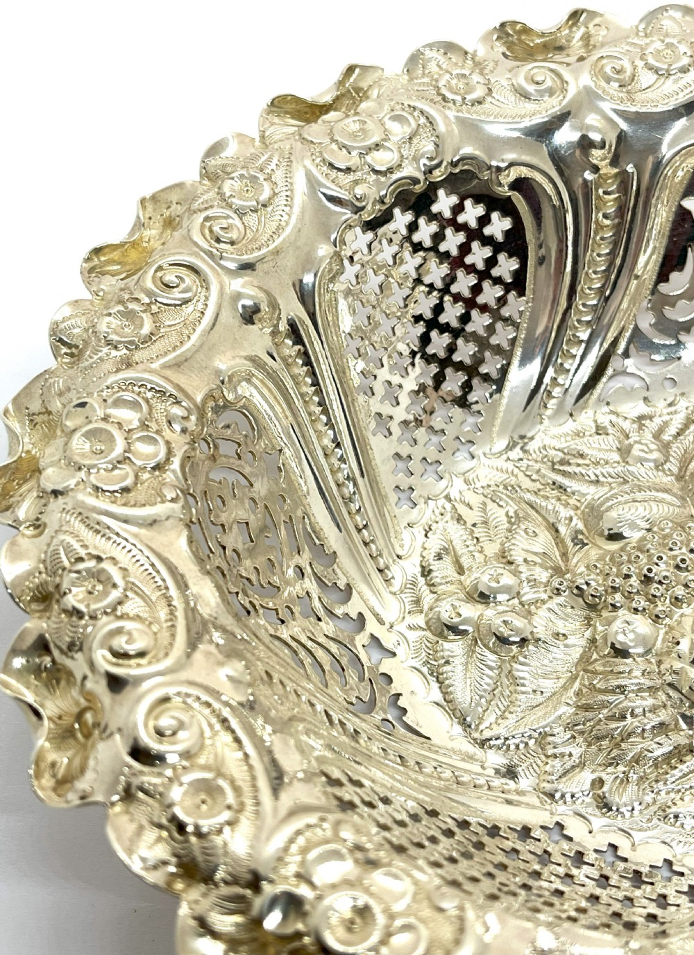 Large & Heavy Silver Dish In Rococo Style Decoration View V