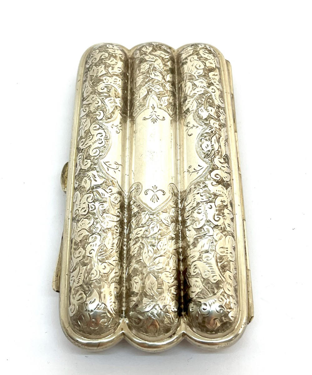 Fabulous Victorian Silver Triple Cigar Case View III