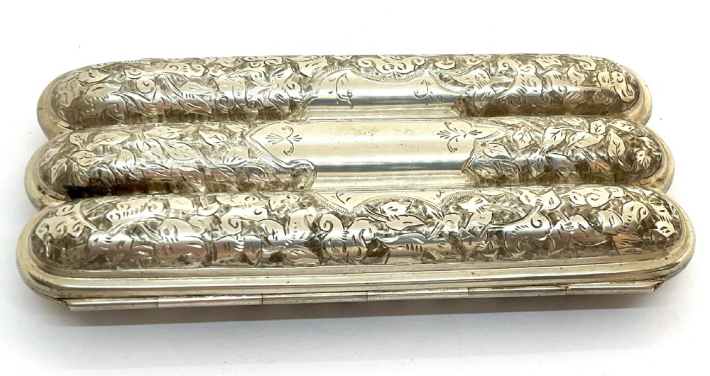 Fabulous Victorian Silver Triple Cigar Case View IV