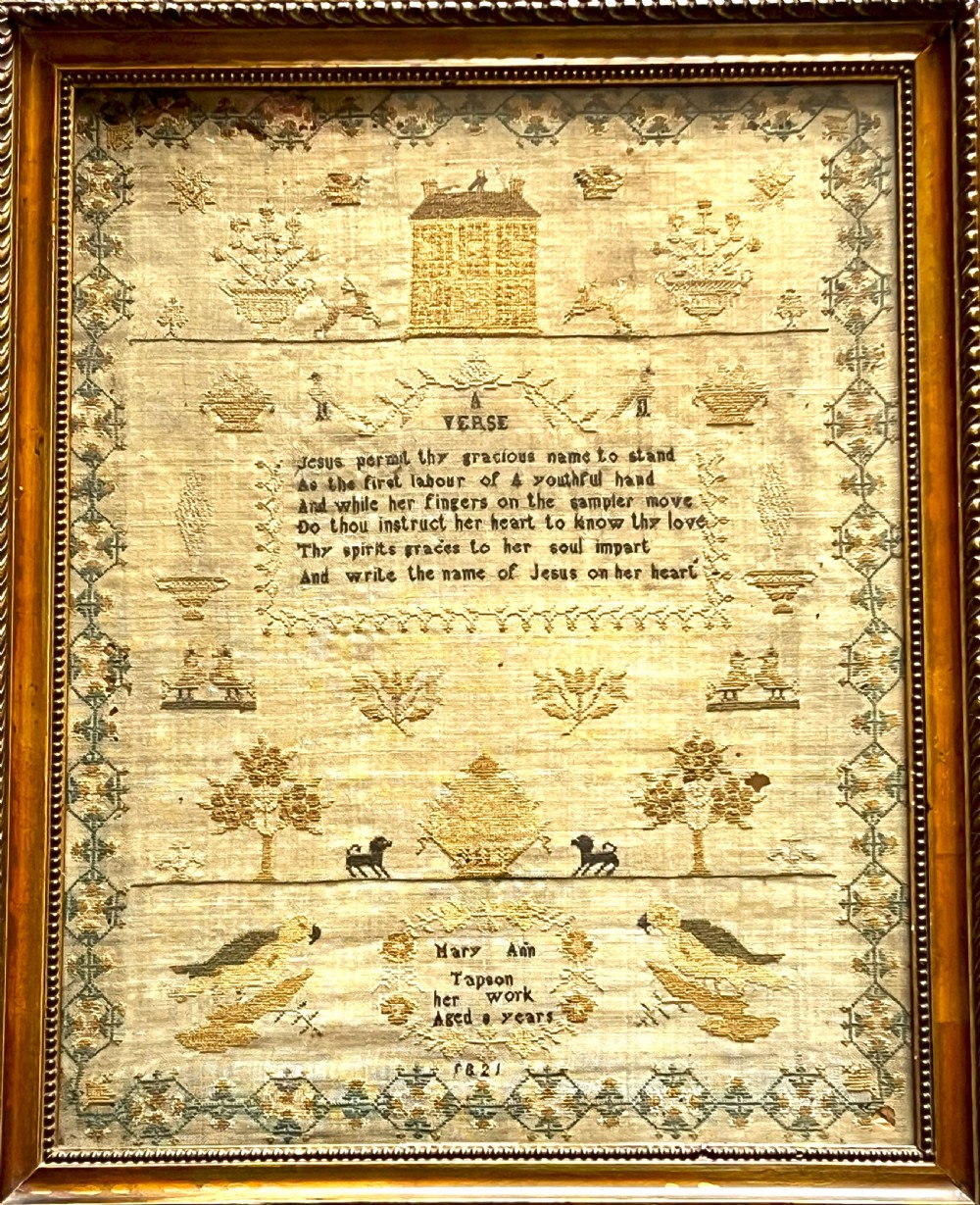 Georgian Pictorial Sampler By Mary Ann Tapson 1821