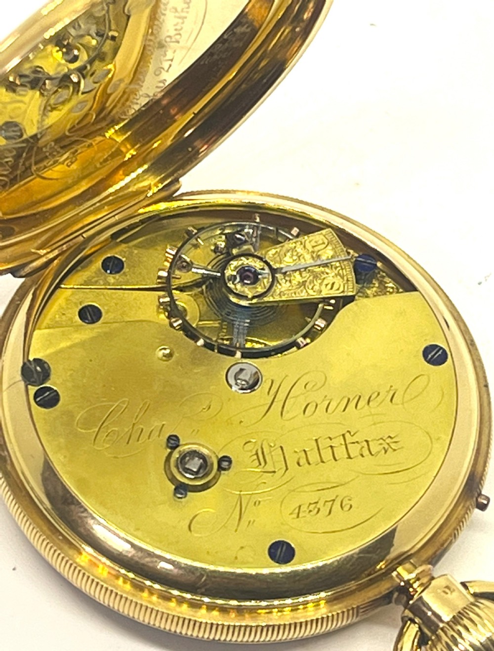 Rare Charles Horner 18ct Gold Open Face Pocket Watch View IV