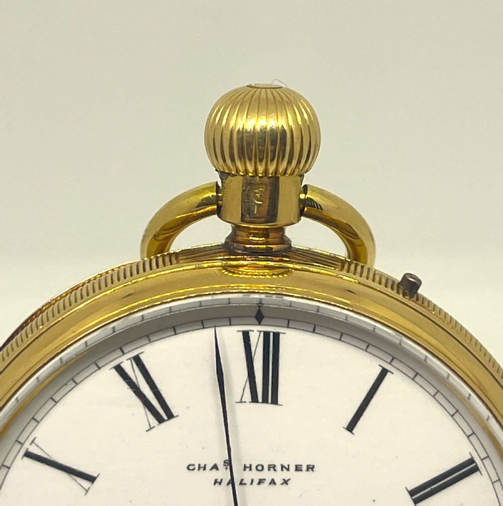 Rare Charles Horner 18ct Gold Open Face Pocket Watch View VI