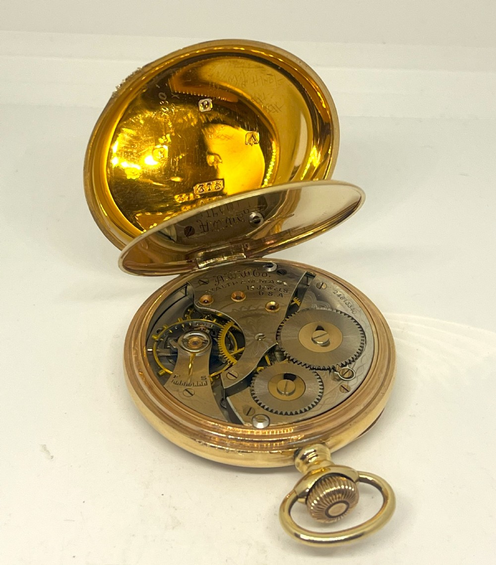 Fine Waltham 9ct Gold Open Face Pocket Watch View VI