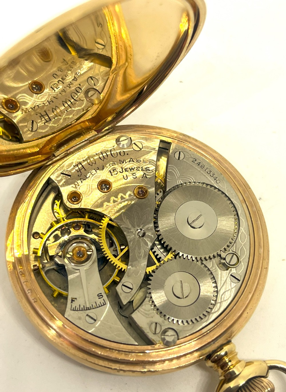 Fine Waltham 9ct Gold Open Face Pocket Watch View VIII