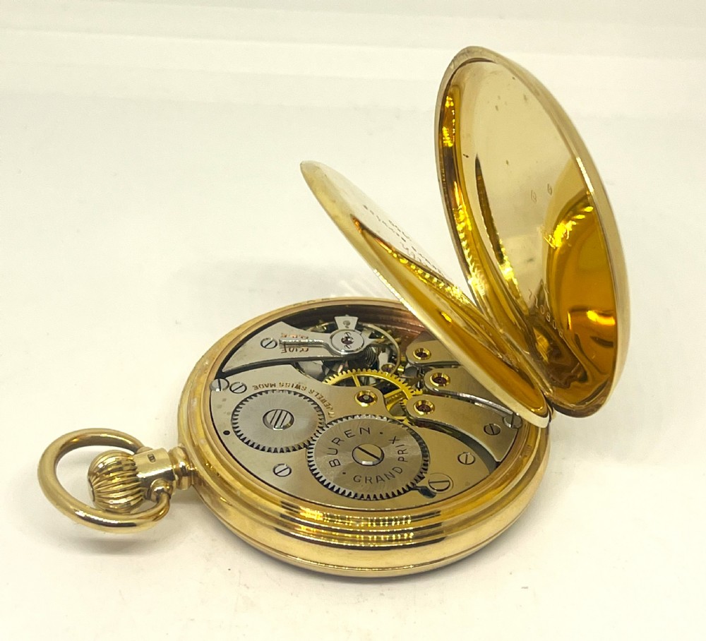 Fine Buren Grand Prix 9ct Gold Pocket Watch View VIII