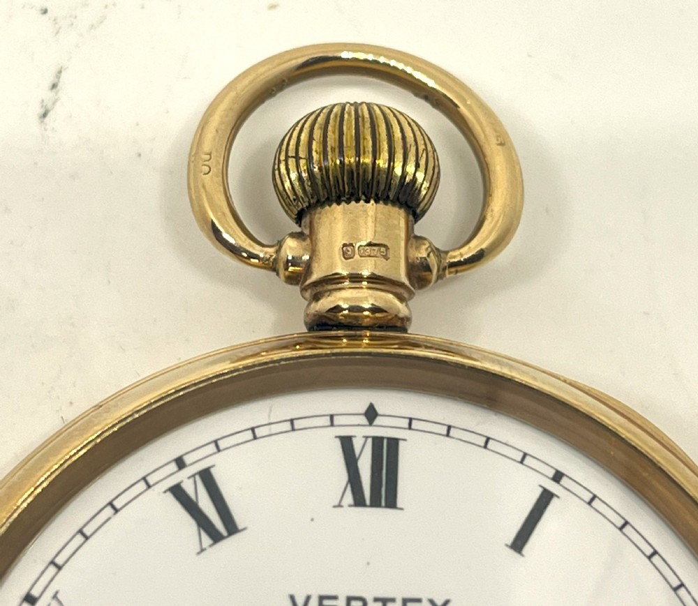 9ct Gold Swiss Vertex Revue Pocket Watch View IV