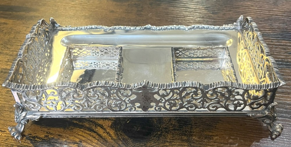 Silver Desk Stand With Inkwells by Goldsmiths & Silversmiths View VI