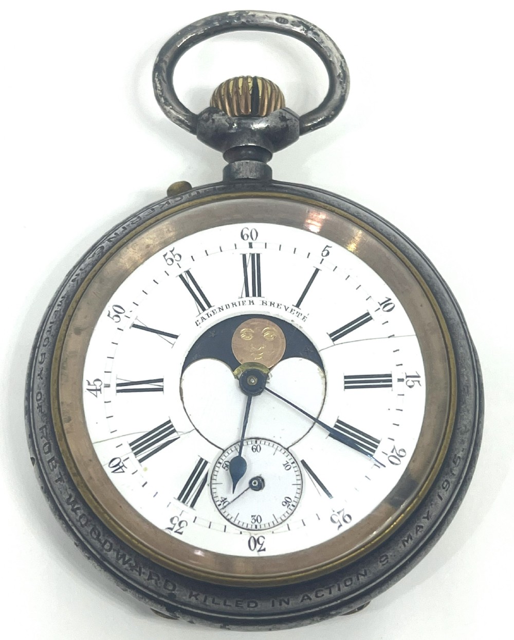 Rare WW1 Interest Brevette Double Sided Calendar Pocket Watch