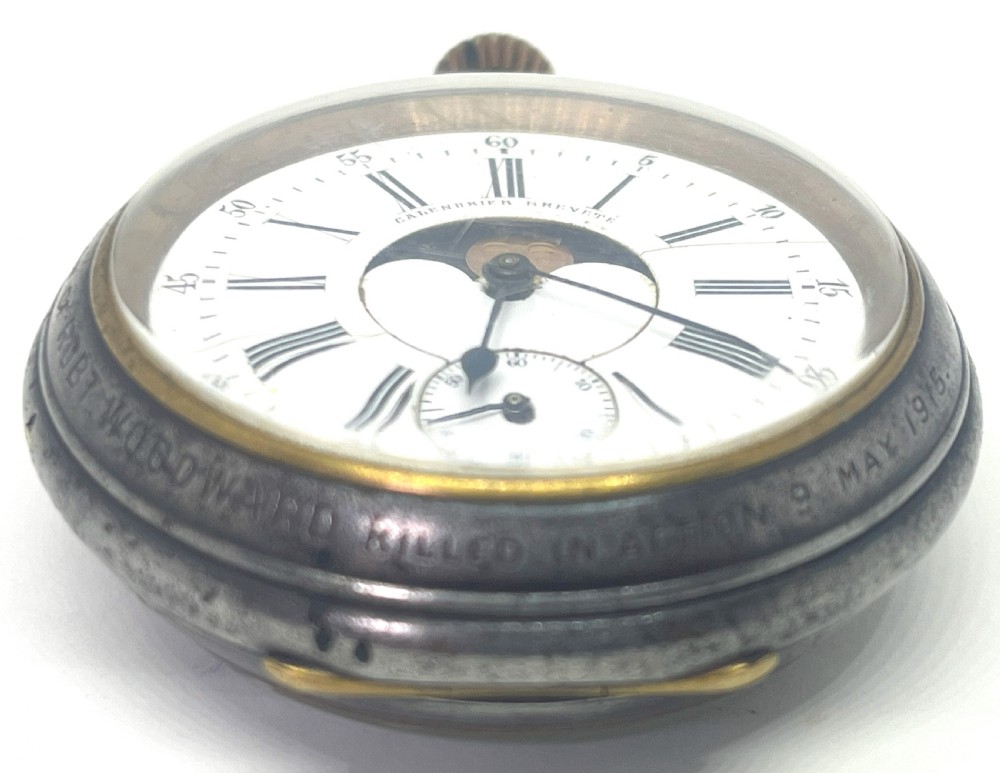 Rare WW1 Interest Brevette Double Sided Calendar Pocket Watch View V