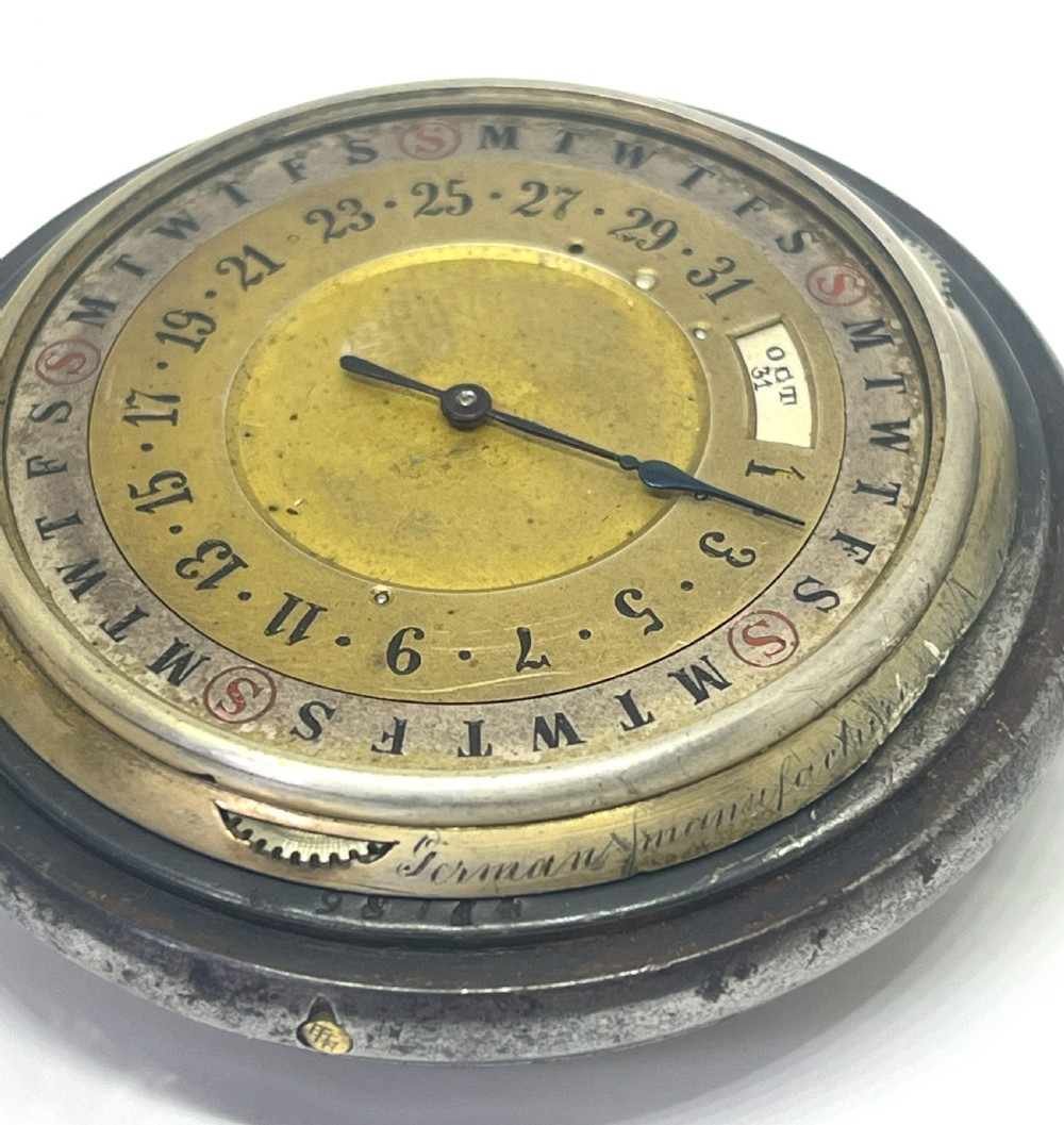 Rare WW1 Interest Brevette Double Sided Calendar Pocket Watch View VII