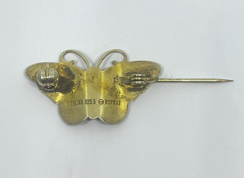 Hroar Prydz Norwegian Silver & Enamel Butterfly Brooch View II