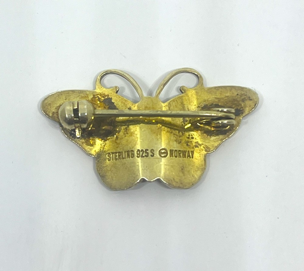 Hroar Prydz Norwegian Silver & Enamel Butterfly Brooch View III