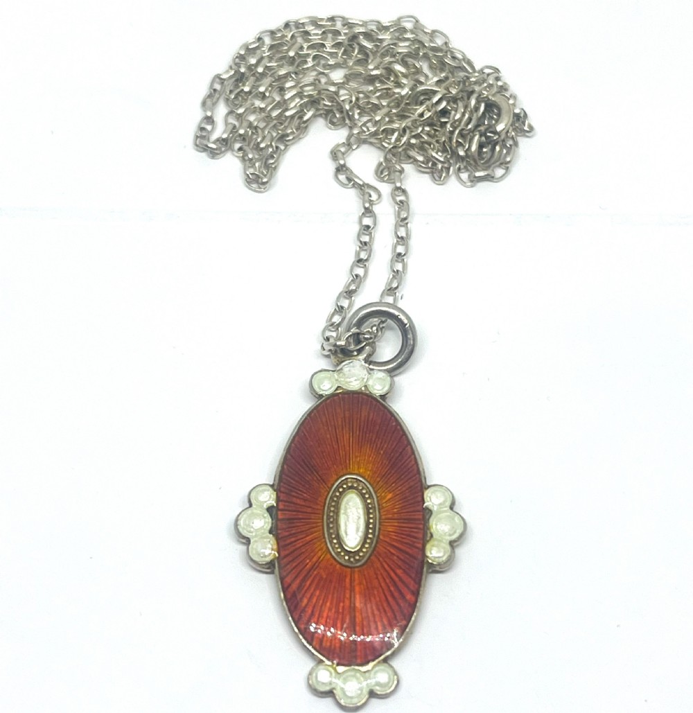 Fine Victorian Silver & Enamel Pendant View II