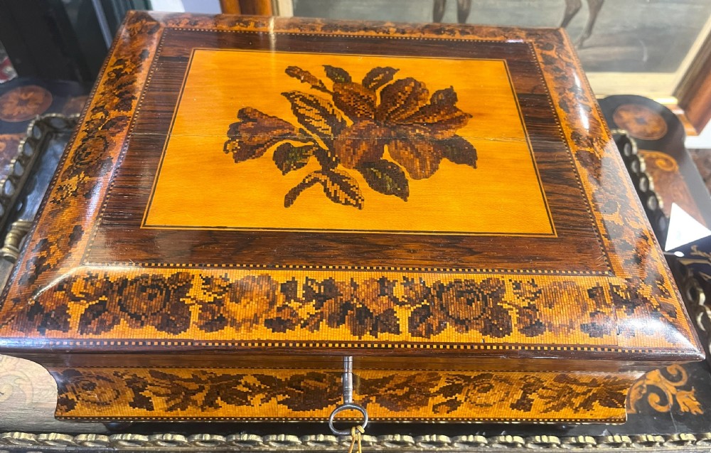 Fine Georgian Early Tunbridge Ware Fitted Work Box