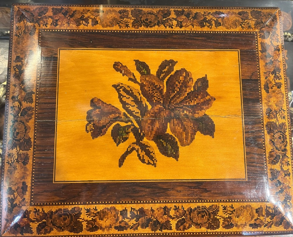 Fine Georgian Early Tunbridge Ware Fitted Work Box View II