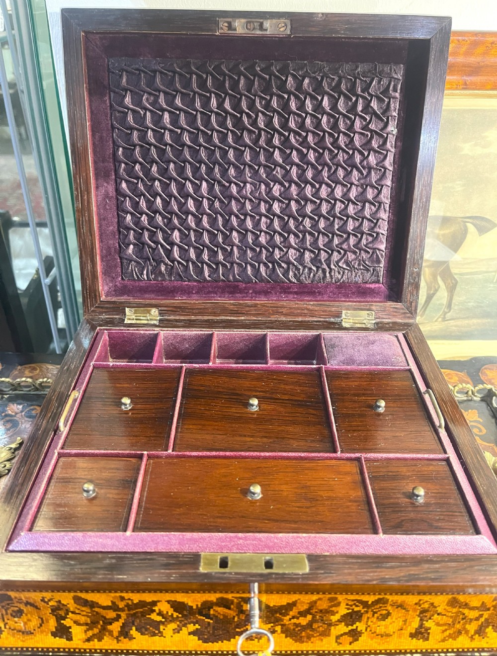 Fine Georgian Early Tunbridge Ware Fitted Work Box View IV