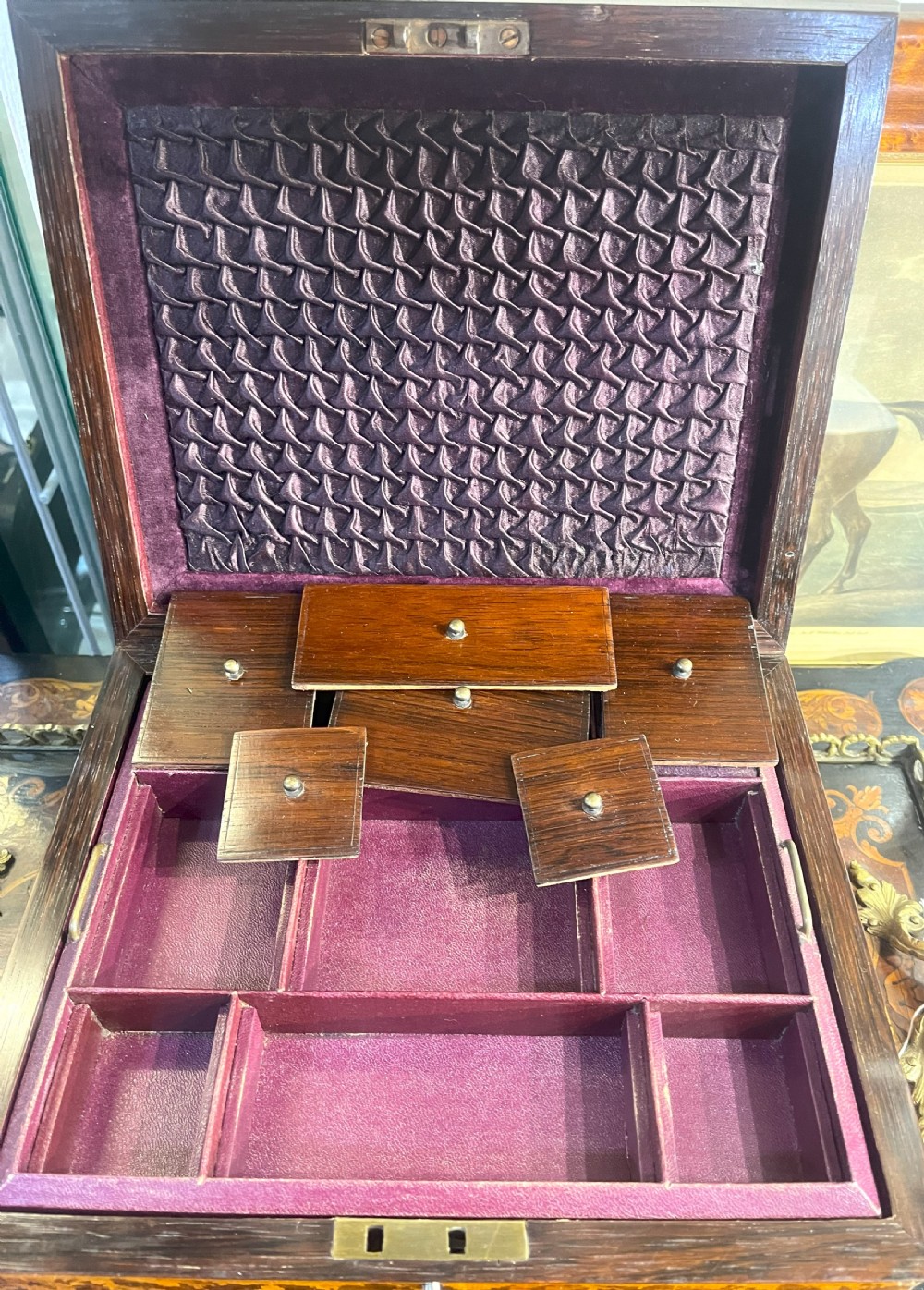 Fine Georgian Early Tunbridge Ware Fitted Work Box View VI