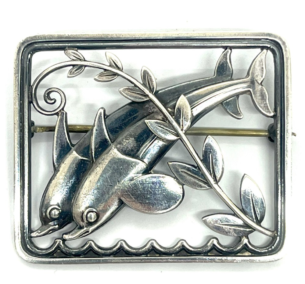 Georg Jensen Norwegian Silver Dolphin Brooch 251